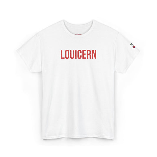 Louicern Rose Logo Tee — White Graphic Cotton T-Shirt